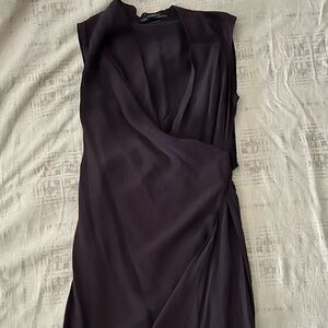 All Saints Deep Purple Silk Wrap Dress